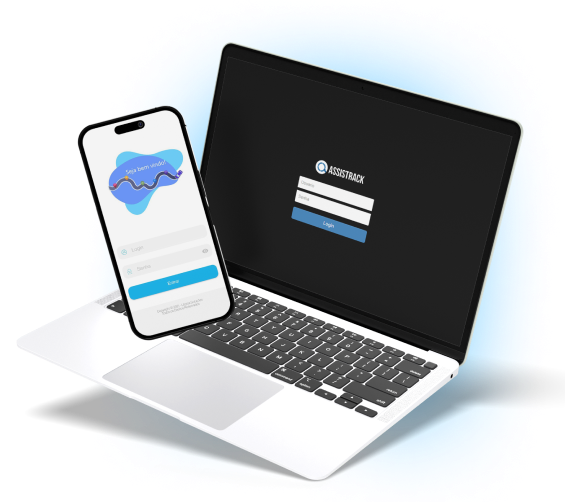 Plataforma Assistrack no notebook e no celular